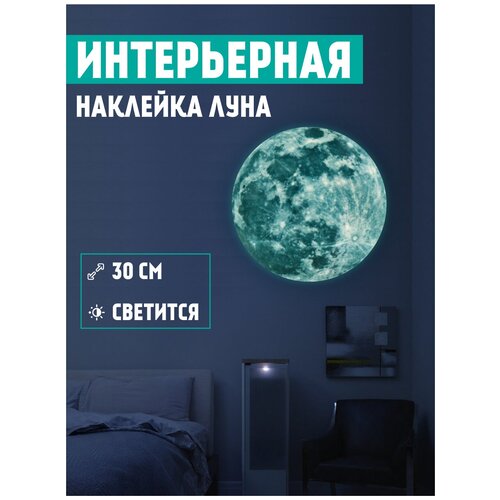 Наклейка интерьерная на стену / Светящаяся / Настенная / В детскую / Луна / Земля / Космос