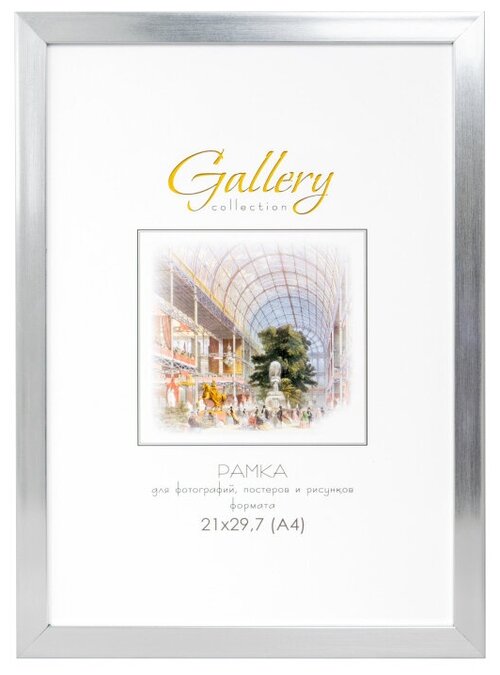 Фоторамка пластик Gallery 21х29,7 см, 641822, серебро