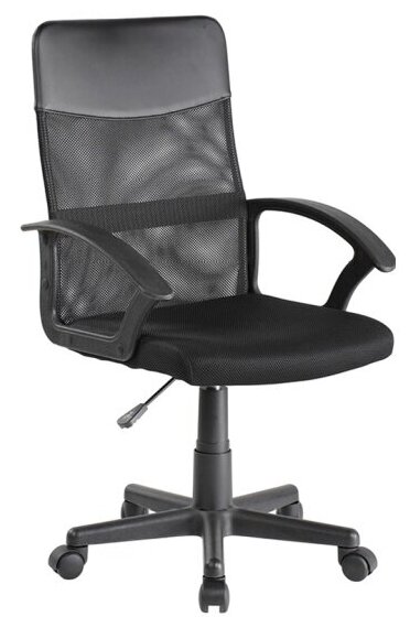 Кресло офисное Helmi HL-M09 "Instance" LT, ткань/сетка/экокожа черная