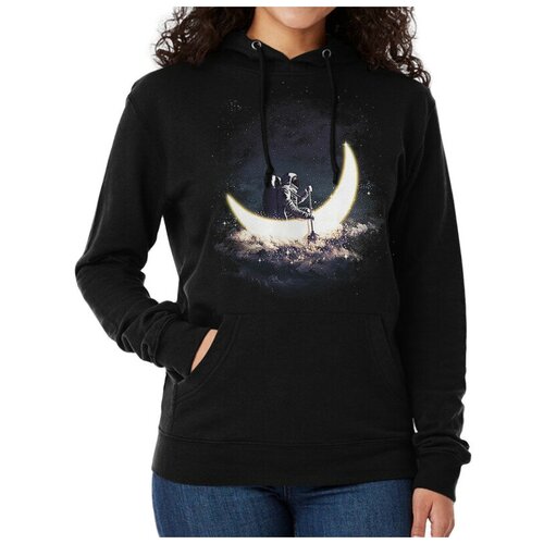 фото Толстовка / худи dream shirts космонавт на лунной лодке женский черный 48 размер