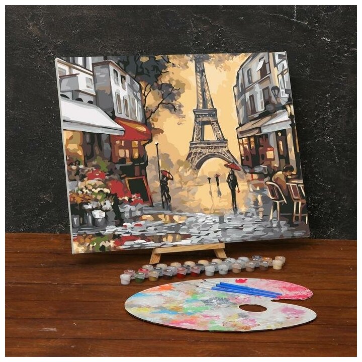 Картина по номерам на холсте с подрамником "Осенний Париж" 40х50 см