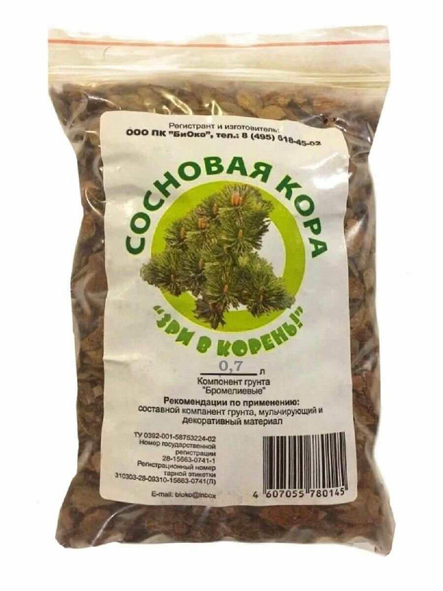 Кора сосны "Зри в корень" для комнатных и декоративных растений 0,7л