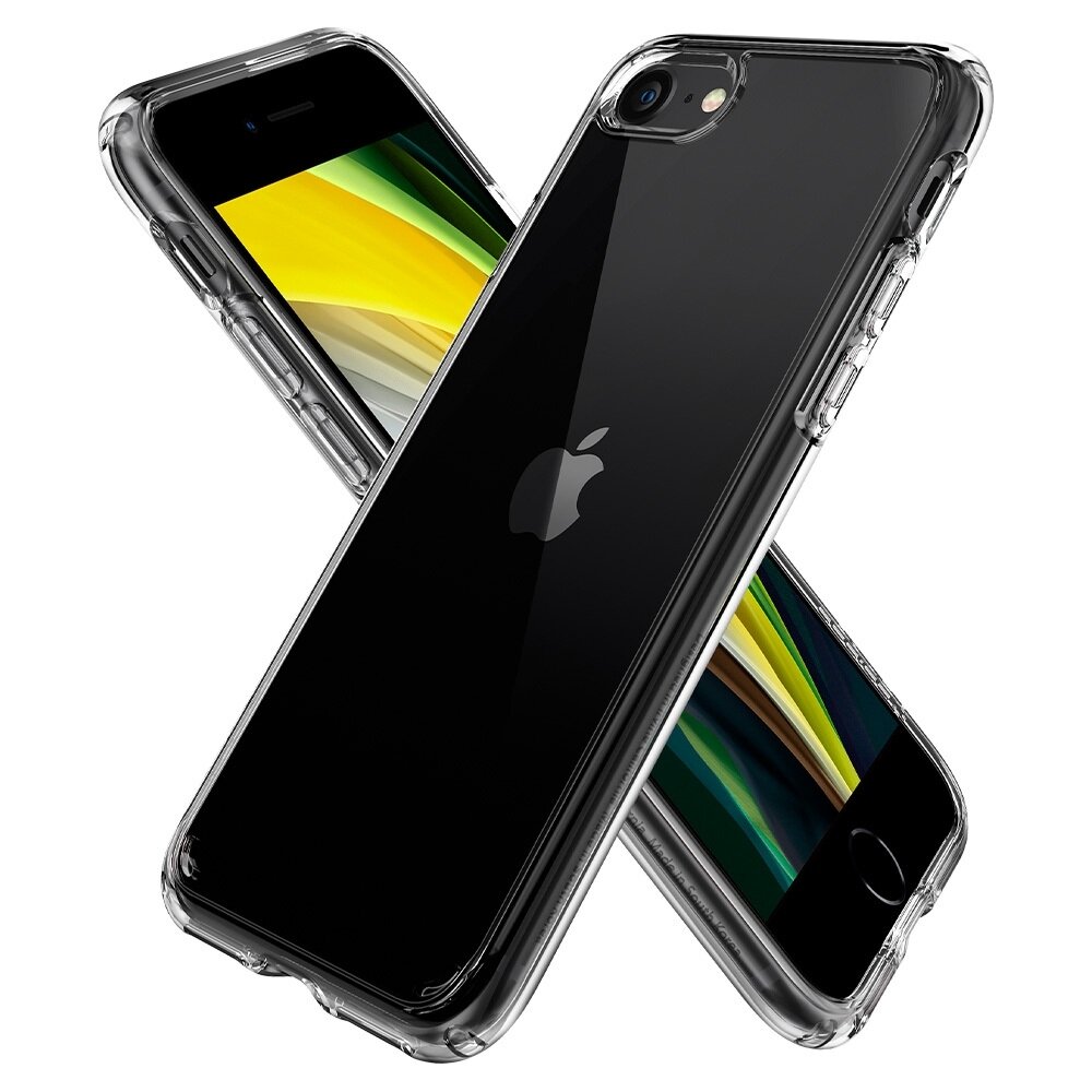 Чехол Spigen на Apple iPhone SE (2022/2020) (ACS00885) Crystal Hybrid / Спиген чехол для Айфон СЕ накладка, противоударный, с защитой камеры, прозрачный