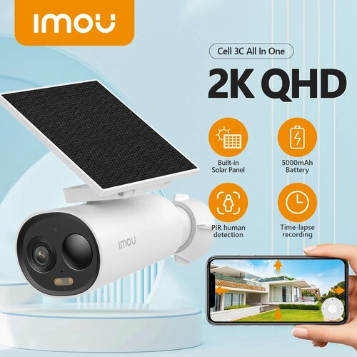 фото Imou cell 3c все в одном новая wi-fi камера встроенная солнечная панель 5000 мач большая батарея полноцветная беспроводная ip66 камера для домашней безопасности