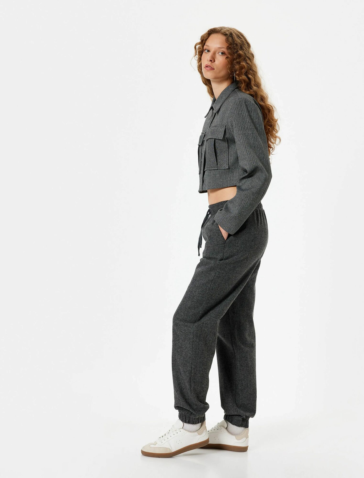 Брюки джоггеры KOTON Осень-зима 2024, размер 36, темно-серый — фото 1