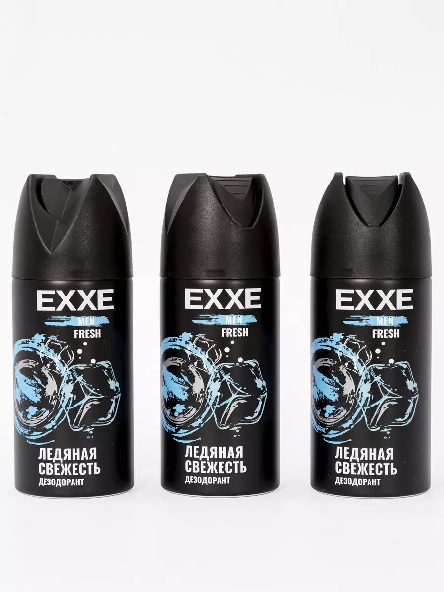 Дезодорант EXXE "Ледяная свежесть", спрей, без спирта, 150мл, 3 шт