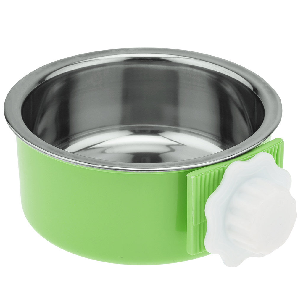 Миска для кормления животных Pet Toys "Алекс", нержавеющая сталь, 0,4 л, 12,8х12,8х4,7 см, подвесная подставка