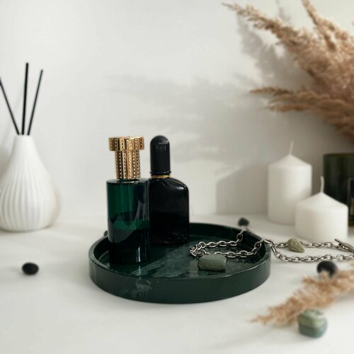 Круглый поднос для украшений и свечей из литьевого мрамора Haifisch