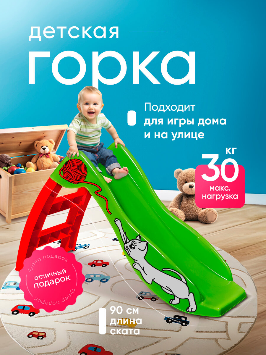 Горка пластиковая Sheffilton Kids "Котенок с клубком"