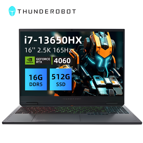 Ноутбук игровой Thunderobot R16 Core i7-13650HX RTX4060 25K 165 Гц IPS 16 ГБ ОЗУ 512 Гб SSD WiFi6 русская клавиатура 118990₽