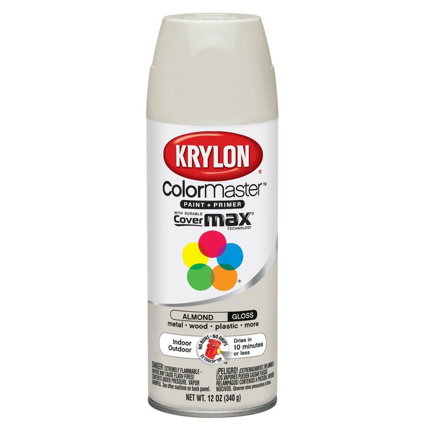 Краска для всех поверхностей, премиум класса Krylon ColorMaster with CoverMax Technology, Gloss Almond/ миндаль, 340гр