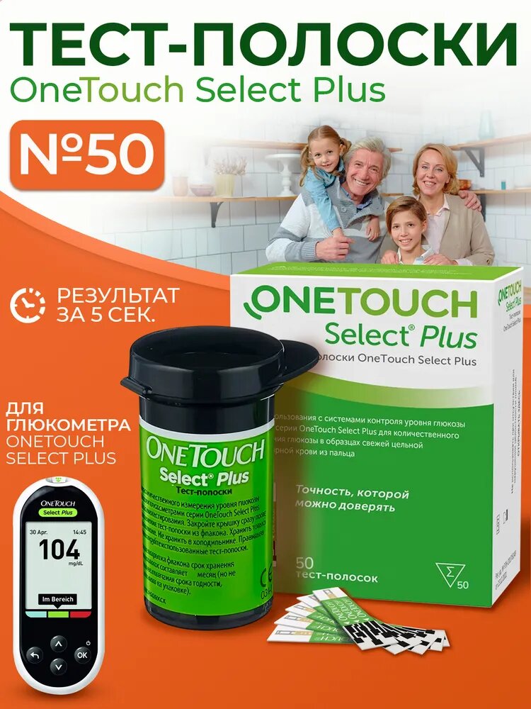 Тестполоски УанТач Селект Плюс Флекс 50 OneTouch Select Plus срок 0126