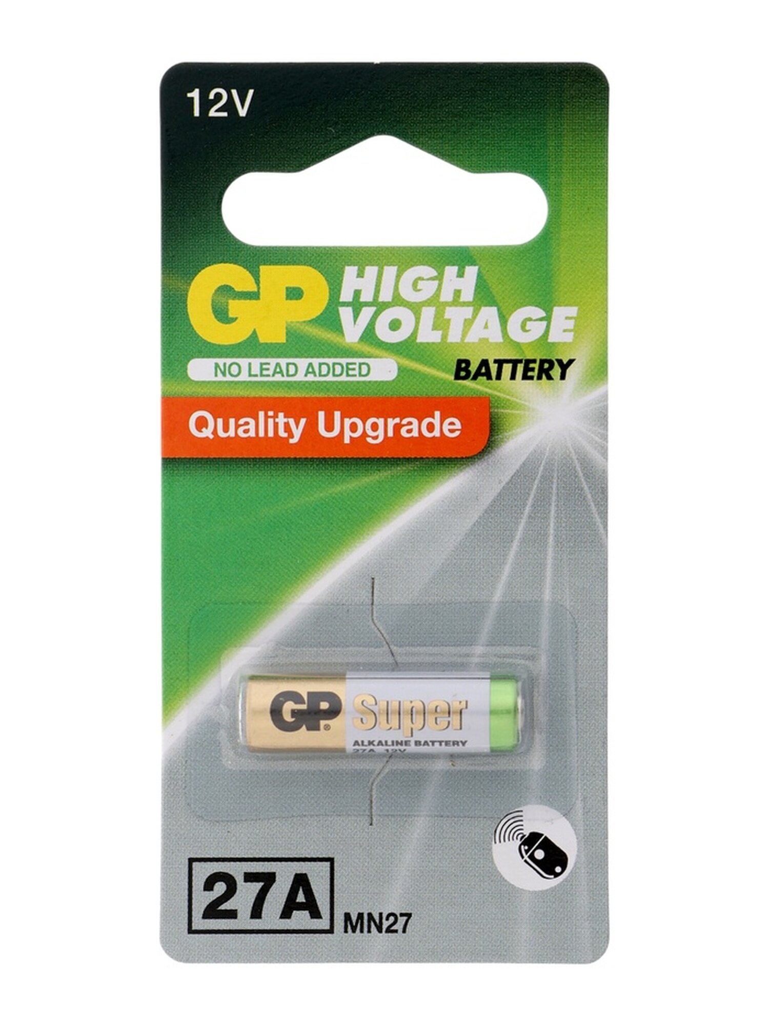 Батарейка алкалиновая GP Mercury Free, А27 (27A, MN27)-1BL, 12В, блистер, 1 шт.