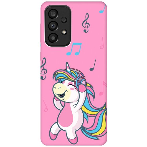 Матовый чехол Musical Unicorn для Samsung Galaxy A33 5G / Самсунг А33 5Г с 3D эффектом розовый матовый чехол unicorn and candy для samsung galaxy a33 5g самсунг а33 5г с 3d эффектом розовый