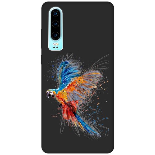 Матовый Soft Touch силиконовый чехол на Huawei P30, Хуавей П30 с 3D принтом Colorful Parrot черный матовый soft touch силиконовый чехол на huawei p30 хуавей п30 с 3d принтом aquarelle wine черный