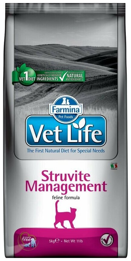 Vet Life Cat Struvite Management с курицей диетический сухой корм для кошек профилактика рецидивов МКБ 5кг