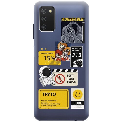 Силиконовый чехол с принтом Space Stickers для Samsung Galaxy A03s / Самсунг А03с силиконовый чехол с принтом cocktail splash для samsung galaxy a03s самсунг а03с