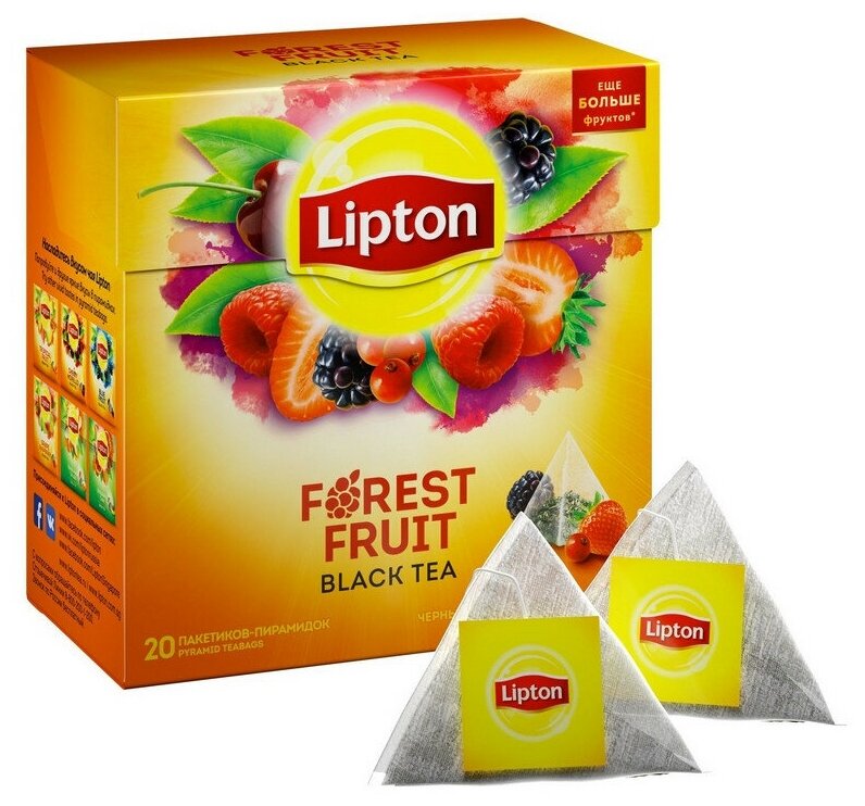 Lipton Forest Fruit черный чай в пирамидках с лесными ягодами 20 шт - фотография № 10