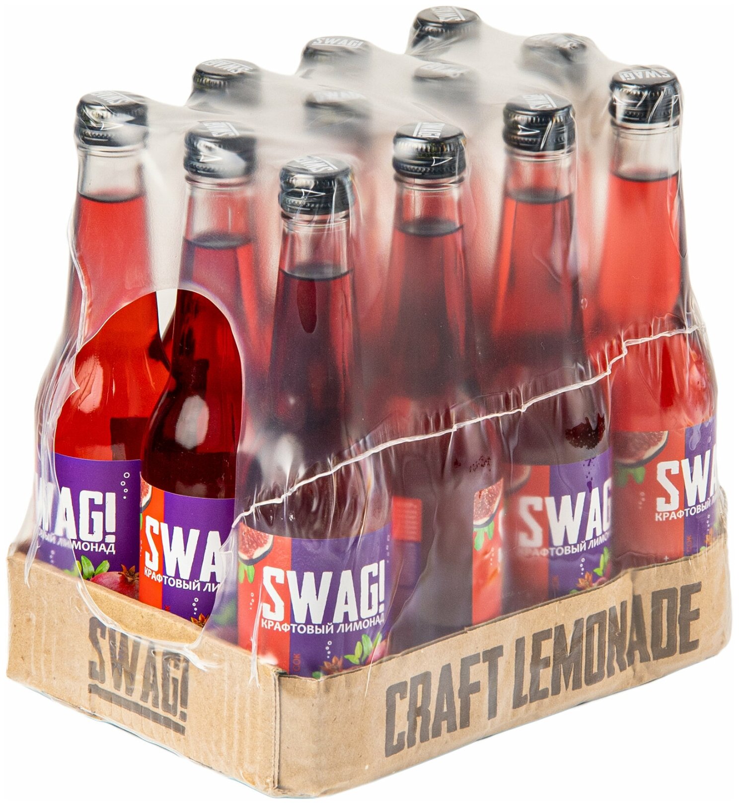 Крафтовый лимонад SWAG! Гранат - инжир, стеклянная бутылка 0,33 литра ( 330 мл.) - 12 штук - фотография № 2