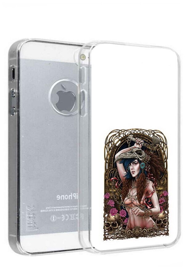 Чехол задняя-панель-накладка-бампер MyPads красивая девушка рисунок для iPhone 5/5S/SE/5SE противоударный