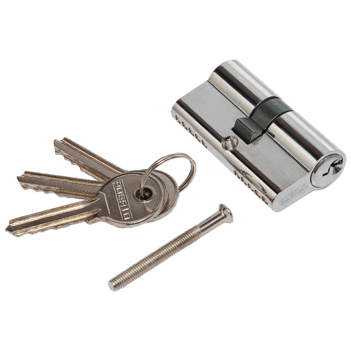 Цилиндр PUERTO 60 мм Ключ-Ключ, стандартный ключ, хром блестящий