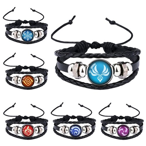 Японский кожаный браслет с набором из 7-ми элементов из игры 