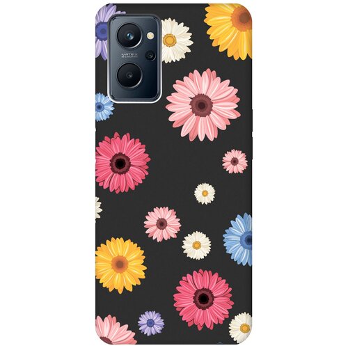 Матовый чехол Gerberas для Realme 9i / Рилми 9и с 3D эффектом черный матовый чехол cute stickers для realme 9i рилми 9и с 3d эффектом черный