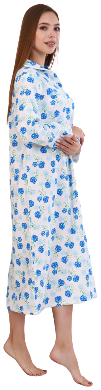 Сорочка А-ЛЁНка, застежка пуговицы, длинный рукав, размер 46, голубой, белый - фотография № 5