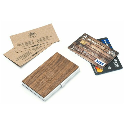 Визитница Twinswood, серебряный, коричневый