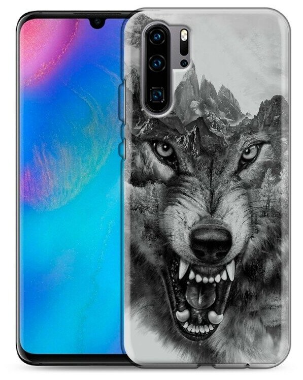 Дизайнерский силиконовый чехол для Хуавей Р30 Про / Huawei P30 Pro Волк
