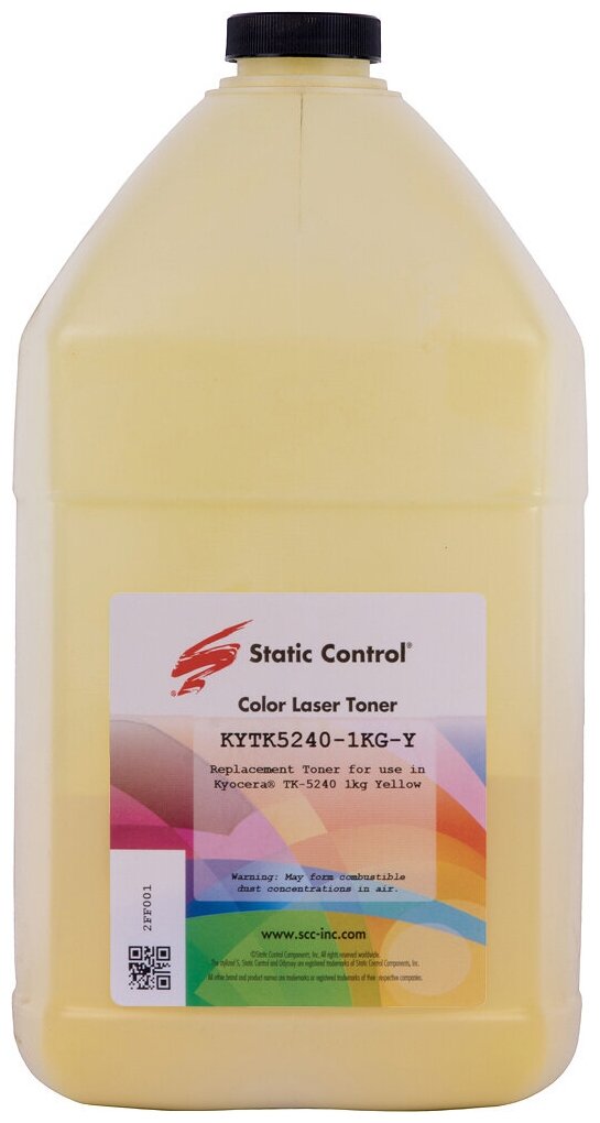 Тонер Static Control Kytk5240-1kg-y желтый флакон 1000гр. для принтера Kyocera Ecosys P5026/M5526 Ky