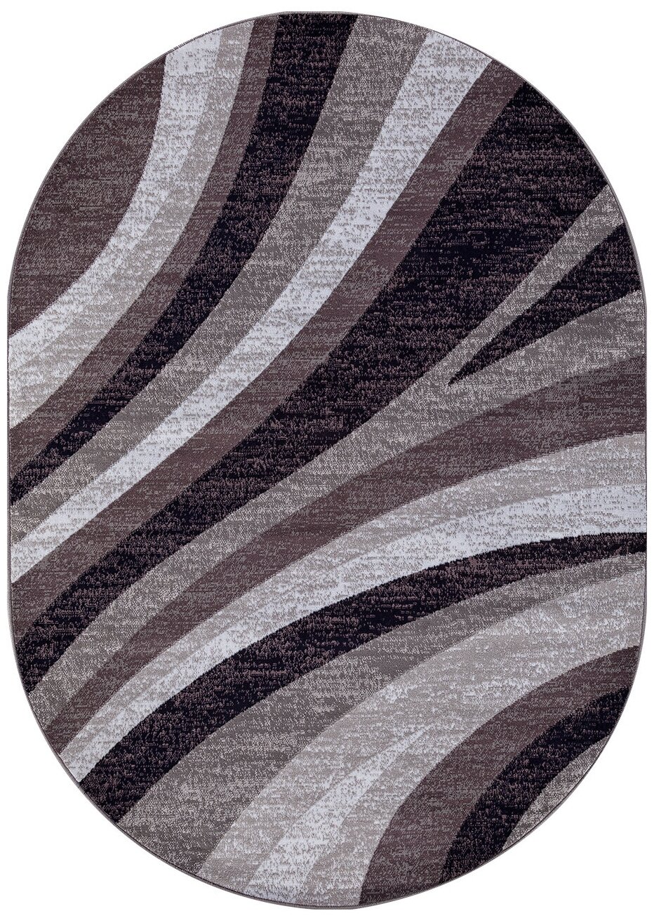 Ковёр Merinos Silver 180x350 овальный серый/пурпурный d234 - фотография № 1