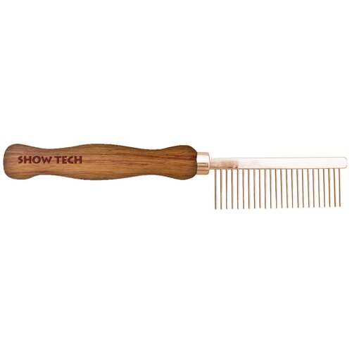 Show tech wooden comb расческа для жесткой шерсти 18 см, с зубчиками 2,3 мм, частота 2 мм, 26ste034 show tech расческа алюминиевая 23 см show tech 26stp002