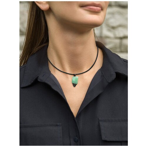 Колье из натуральной кожи с аквамаринами природными уральскими Кристалл Мечты 5188118472 60.0