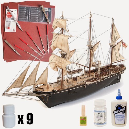 Изображение товара Модель парусного корабля OcCre Баркентина Endurance, 350 часов, М.1:70, подарочный набор, инструменты, краски, лак, клея
