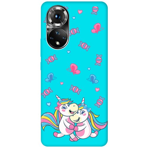 Матовый чехол Unicorns and Candies для Honor 50 / Huawei Nova 9 / Хонор 50 / Хуавей Нова 9 с 3D эффектом бирюзовый матовый чехол unicorns and candies для honor 50 huawei nova 9 хонор 50 хуавей нова 9 с 3d эффектом бирюзовый