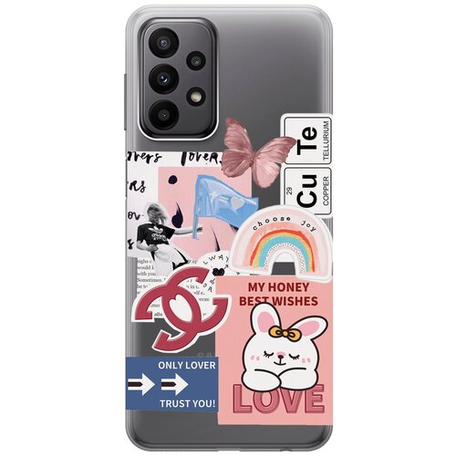 Силиконовый чехол с принтом Cute Stickers для Samsung Galaxy A23 4G / Самсунг А23 4Г силиконовый чехол с принтом tag stickers для samsung galaxy a23 4g самсунг а23 4г