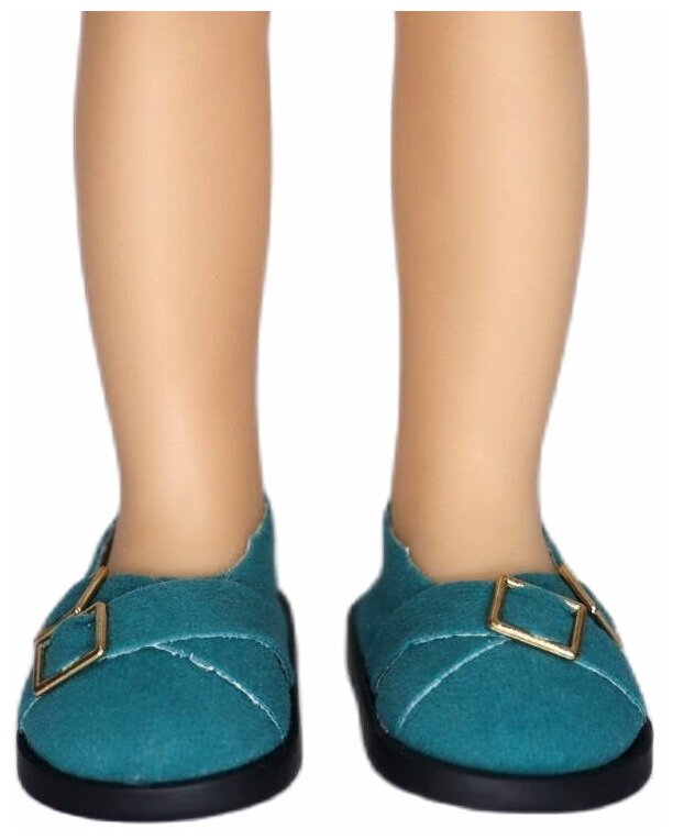 Обувь для кукол, Туфли из мягкой ткани 5 см с декоративными пряжками для кукол Paola Reina 32 см, Berjuan 35 см, Vidal Rojas 35 см и др, зеленые