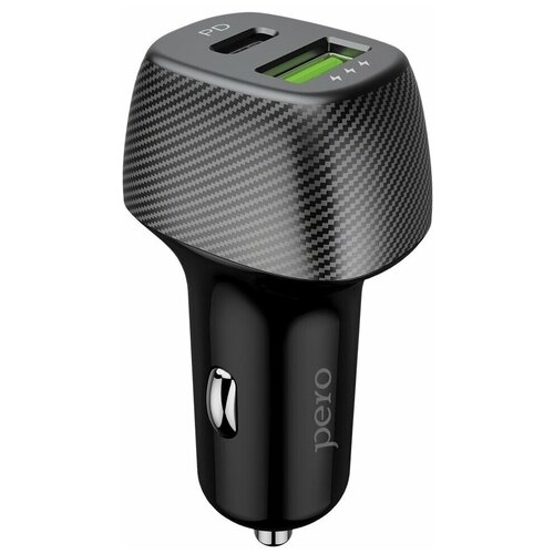 Автомобильное зарядное устройство PERO AC03 1USB Fast Charge + Power Delivery 36W черное сетевое зарядное устройство pero tc05 pd 18w usb a fast charge белый