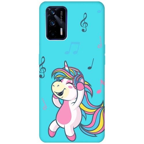 Матовый чехол Musical Unicorn для Realme GT / Рилми ГТ с 3D эффектом бирюзовый матовый чехол unicorn для realme gt рилми гт с 3d эффектом бирюзовый