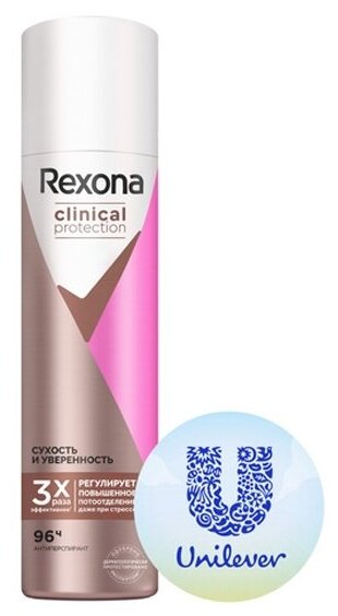 Антиперспирант аэрозоль Rexona Clinical Protection Сухость и Уверенность, 150 мл