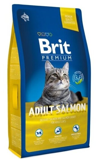 Сухой корм премиум класса Brit Premium Cat Adult Salmon с лососем для взрослых кошек. 0,8 кг - фотография № 5