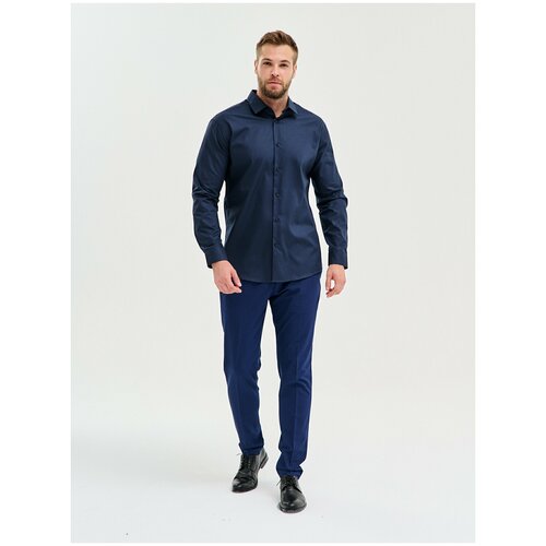 фото Рубашка мужская длинный рукав greg 240/111/5378, прямой силуэт / сlassic fit, цвет синий, рост 174-184, размер ворота 44