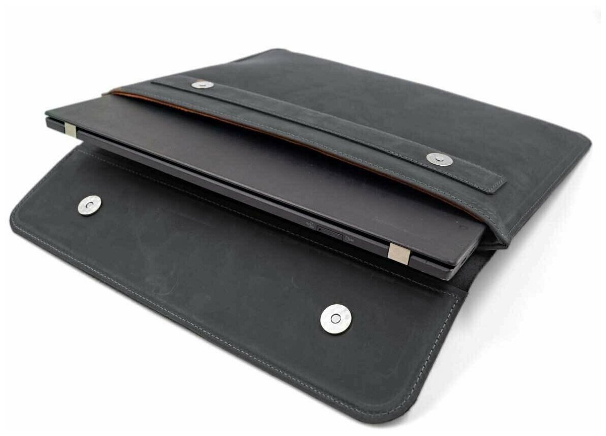 Кожаный Чехол J. Audmorrдля ноутбука 13.3-14" (Macbook 14 Pro, Zenbook и т. д.), черный, Newport 14 Noir