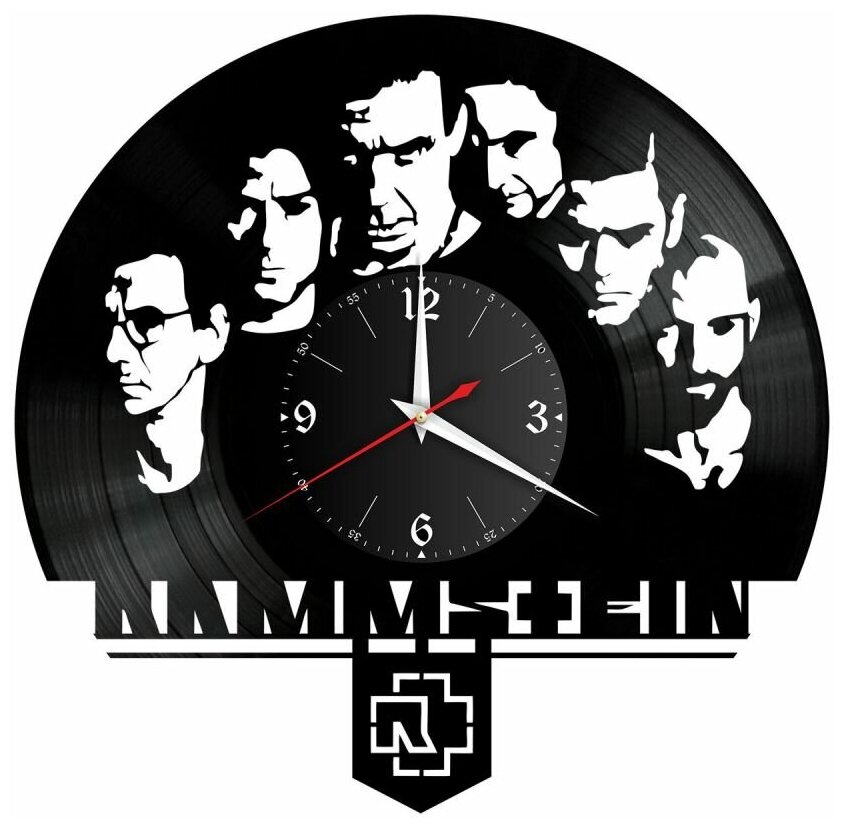 Часы из винила Redlaser "группа Rammstein, Рамштайн, Тилль Линдеманн, Пауль Ландерс, Рихард Круспе, Оливер Ридель, Кристоф Шнайдер" VW-10145