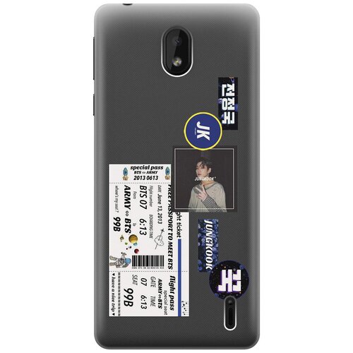 Силиконовый чехол с принтом BTS Stickers для Nokia 1 Plus / Нокиа 1 Плюс силиконовый чехол с принтом survivor для nokia 1 plus нокиа 1 плюс