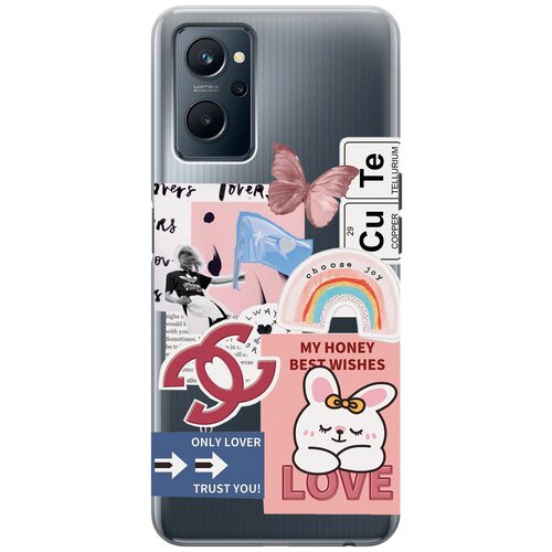 Силиконовый чехол с принтом Cute Stickers для Realme 9i / Рилми 9и силиконовый чехол с принтом ac dc stickers для realme 9i рилми 9и