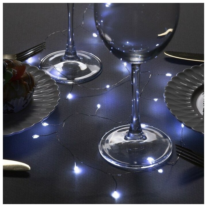 фото Нить ROSA. "Мишура" IP20, 1 м, Н. С. LED(1608)-20-6V, CR2032*2, фиксинг, белый 5198378