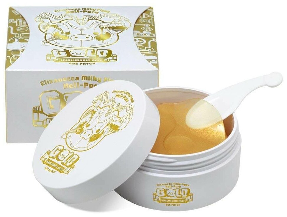 Elizavecca milky piggy hell- pore gold hyaluronic acid eye patch Гидрогелевые патчи с золотом и гиалуроновой кислотой для кожи вокруг глаз