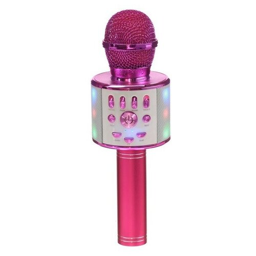 Микрофон для караоке LuazON LZZ-70, 5 Вт, 1800 мАч, коррекция голоса, подсветка, розовый